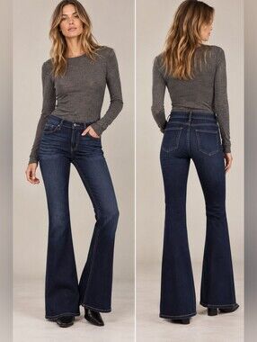 NWT KANCAN Los Angeles Samuel Mid Rise Flare Jeans Dark Wash Size 31 New